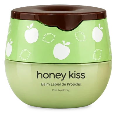Pote do balm labial HoneyKiss sabor Maçã Verde
